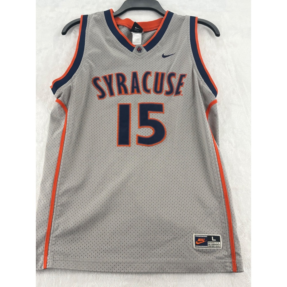 Nike Syracuse Basketball Jersey Kids L 14-16 Carmelo Anthony 15 Grey Orange